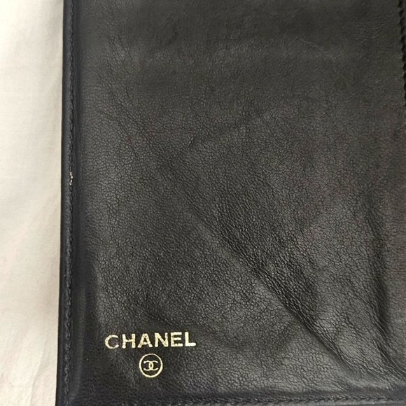 Authentic Chanel Black Lambskin Wallet On Silver Chain Vintage - Picture 9 of 10